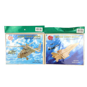 "F-15 Fighterplane" and  Frighter Helicopter CX510 and CX515 Wood Craft Models